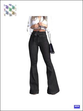 High Waisted Flare Jeans Bell Bottom Jeans with Belt Stretch Wide Leg